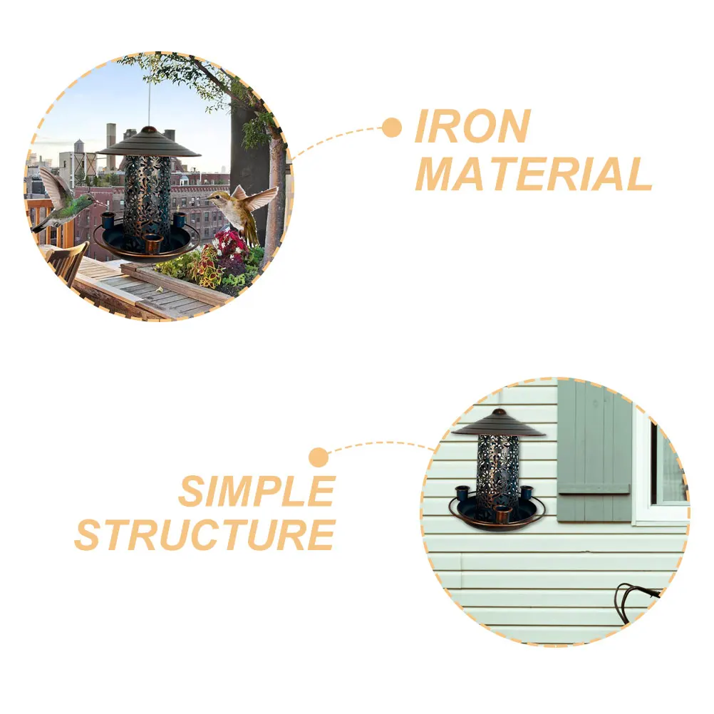 

Outdoor Bird Durable Iron Hanging Design Garden Bird Feeders For Outdoors Hanging Yard Courtyard Food Container Seeds Feeder