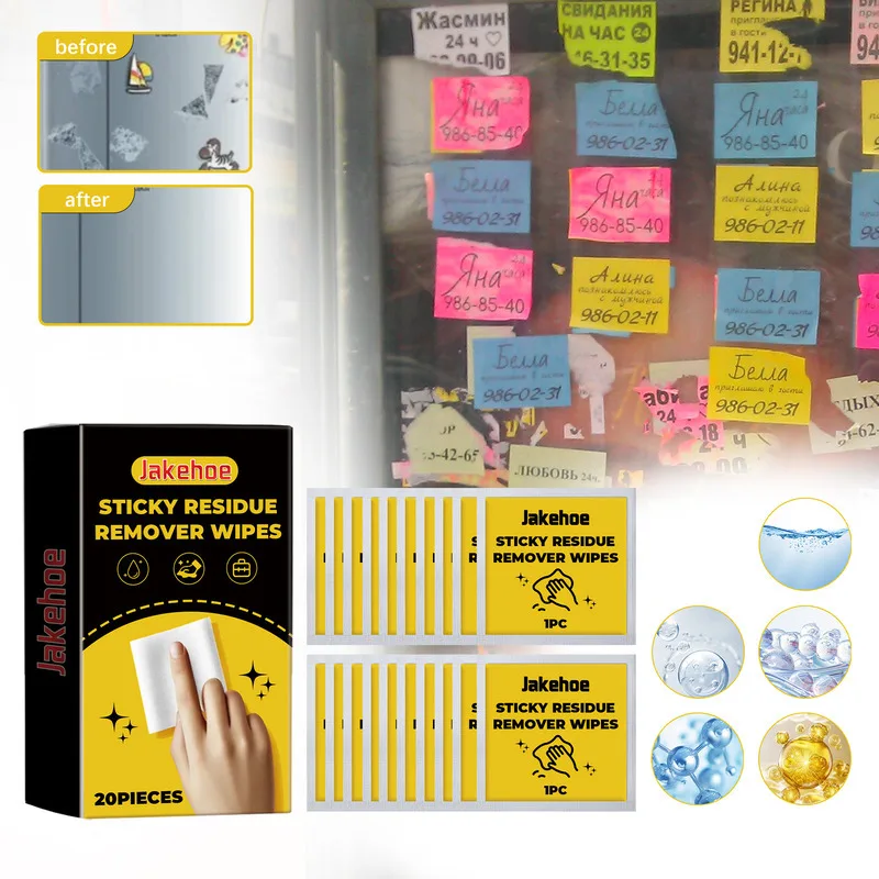 

Portable Window Glass Cleaning Wipes Household Adhesive Removal No Trace Effect Easy To Carry Glass Sticker Glue Clean Up
