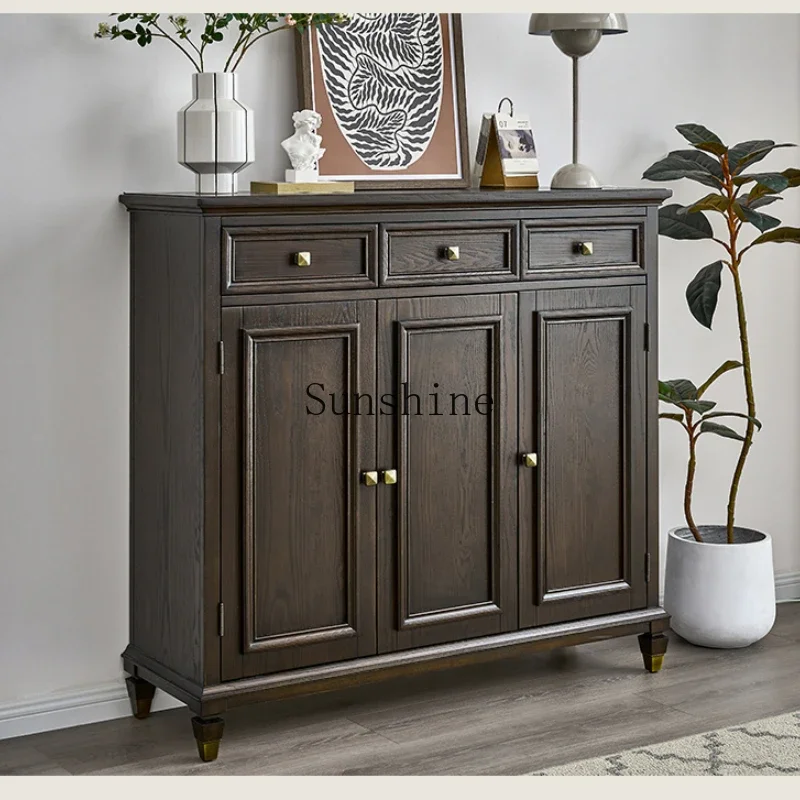 

American-style solid wood shoe cabinet is simple and home integrated shoe rack