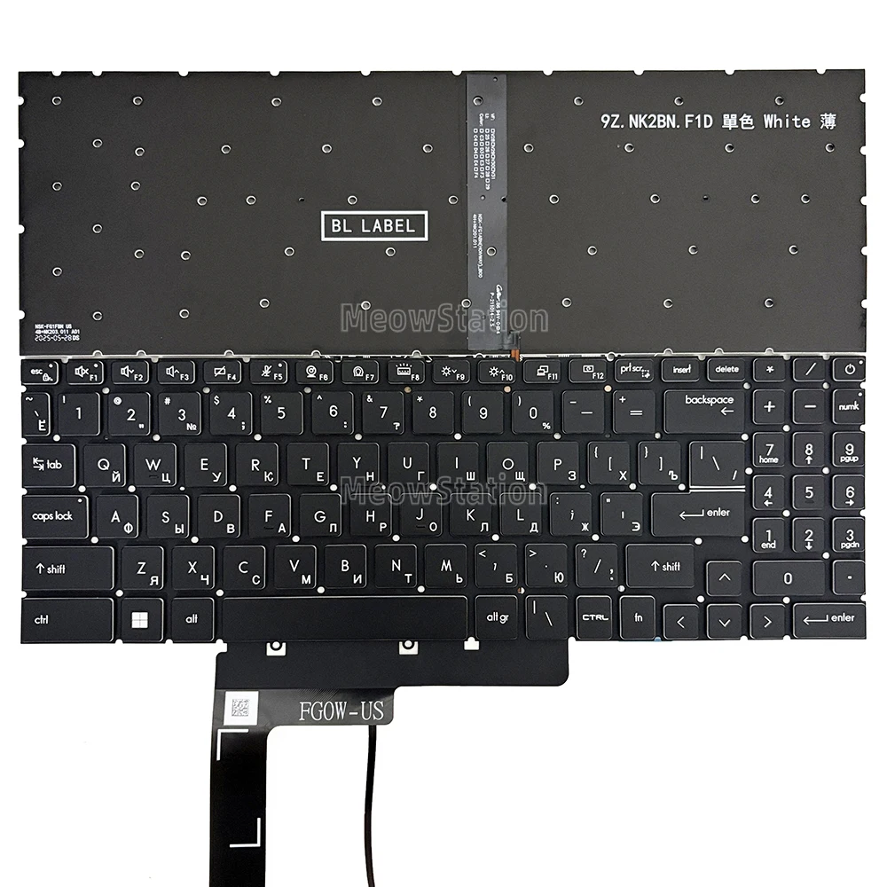Teclado retroiluminado EE. UU./Ruso/hebreo para MSI Prestige 16 Studio A13V A13VE A13VF, Creator 16 AI Studio A1V A1VHG A1VIG A1VGG A1VFG