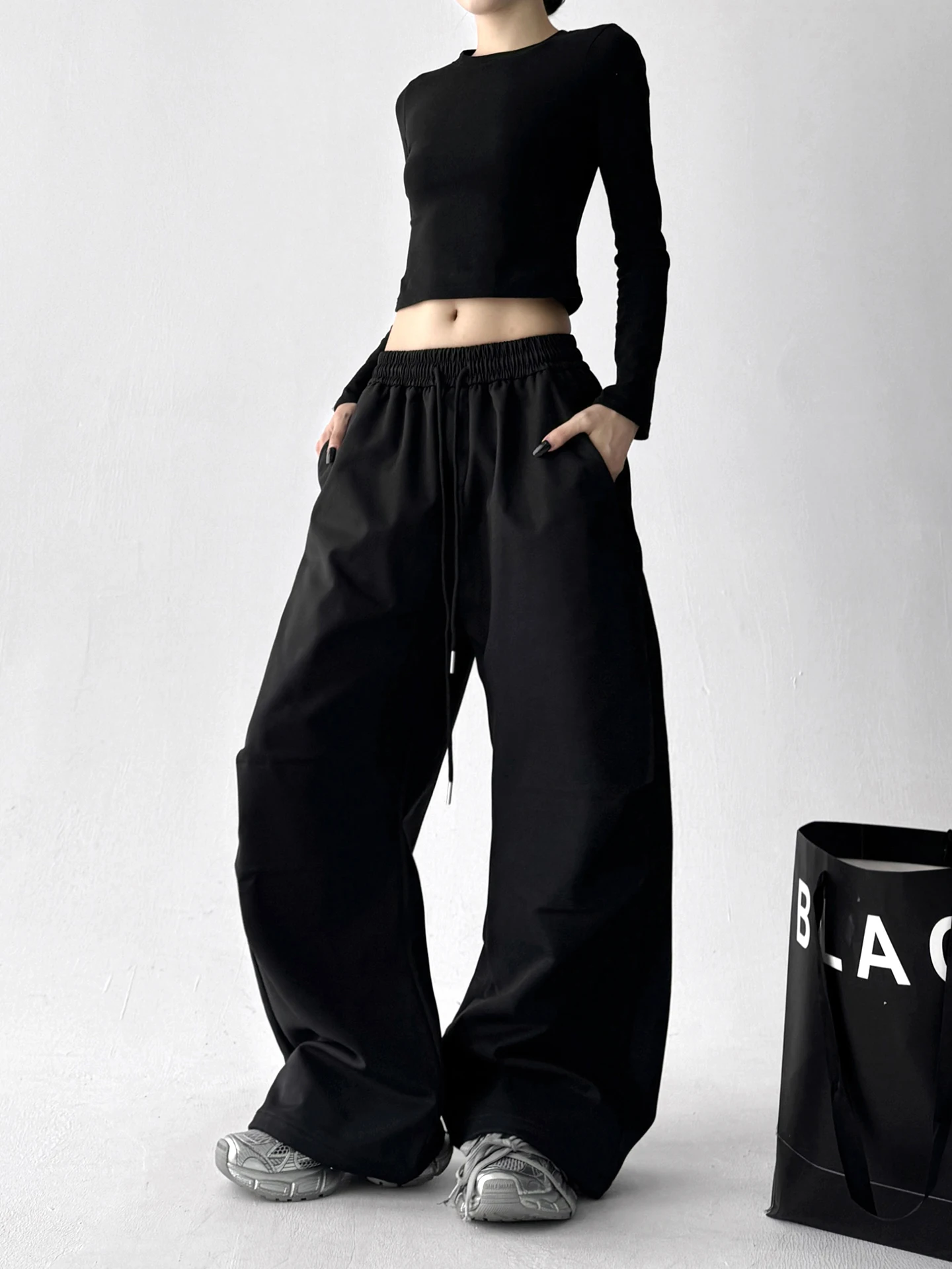 กางเกงขายาวทรงหลวมเอวสูงสไตล์ลำลองสำหรับผู้หญิง รุ่นใหม่ล่าสุด ใส่สบาย ทันสมัย เหมาะกับฤดูหนาว