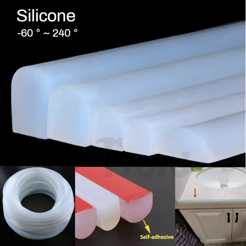 High Temperature Silicon Solid Cord Self Adhesive Oven Dryer Sealing Strip Bar Kitchen Countertop Bathroom Dry Wet Separation