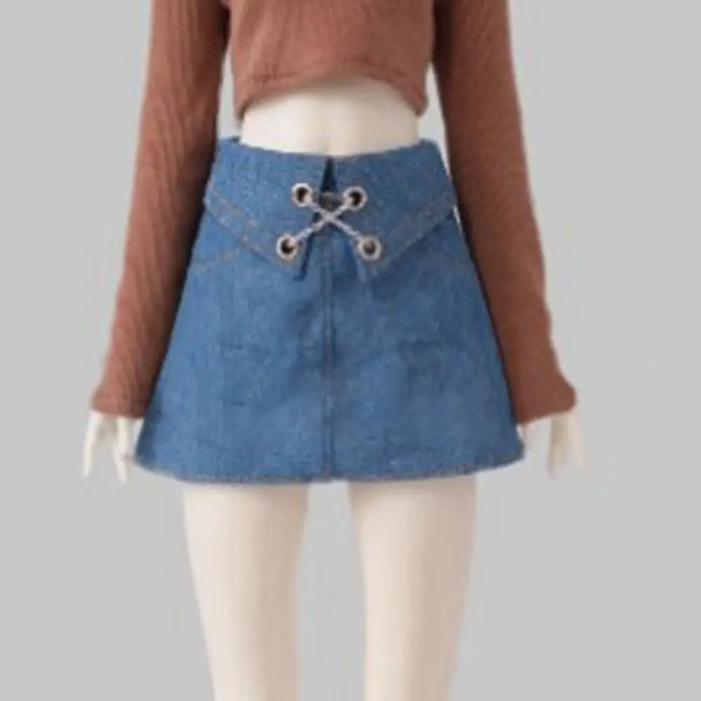Moda fora do ombro camiseta bonito com corrente saia jeans mini acessórios diy saia de princesa roupas para 1/6 bjd 30cm bonecas