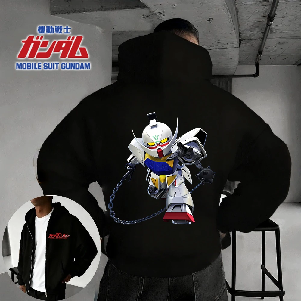 

2025 Gundam Series Autumn/Winter New Anime Clothing Pattern Printed Pure Cotton 100% Casual Loose Comfortable Zipper Hoodie