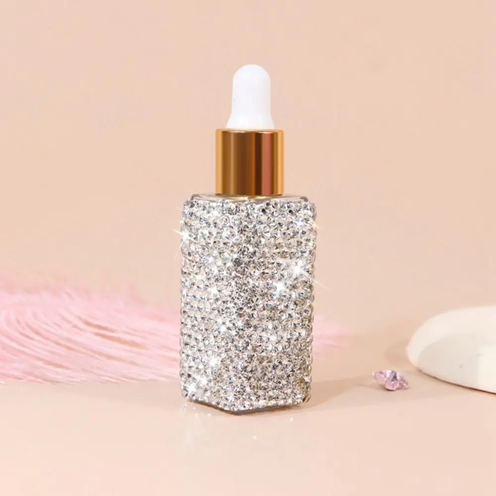 Błyszcząca butelka z kryształkami, pusta, kreatywna, wielokrotnego użytku butelka z zakraplaczem do olejków eterycznych, przenośna buteleczka na olejki eteryczne 5 ml, rękodzieło.