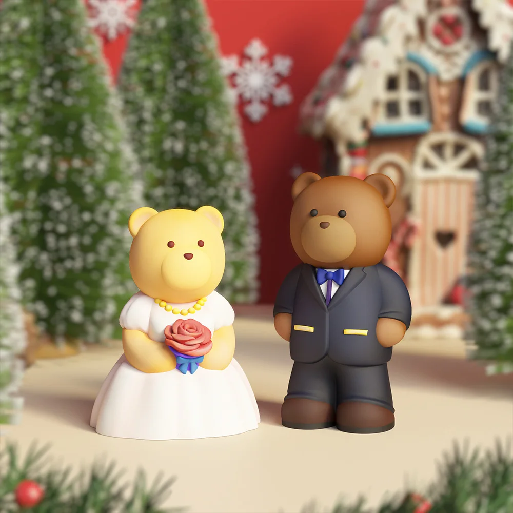 

Силиконовая форма для свадебного медведя, 3D милая форма для животных, комплект свадебного платья, форма для джентльмена, смоляная форма для свечи медведя, форма для украшения гипса своими руками