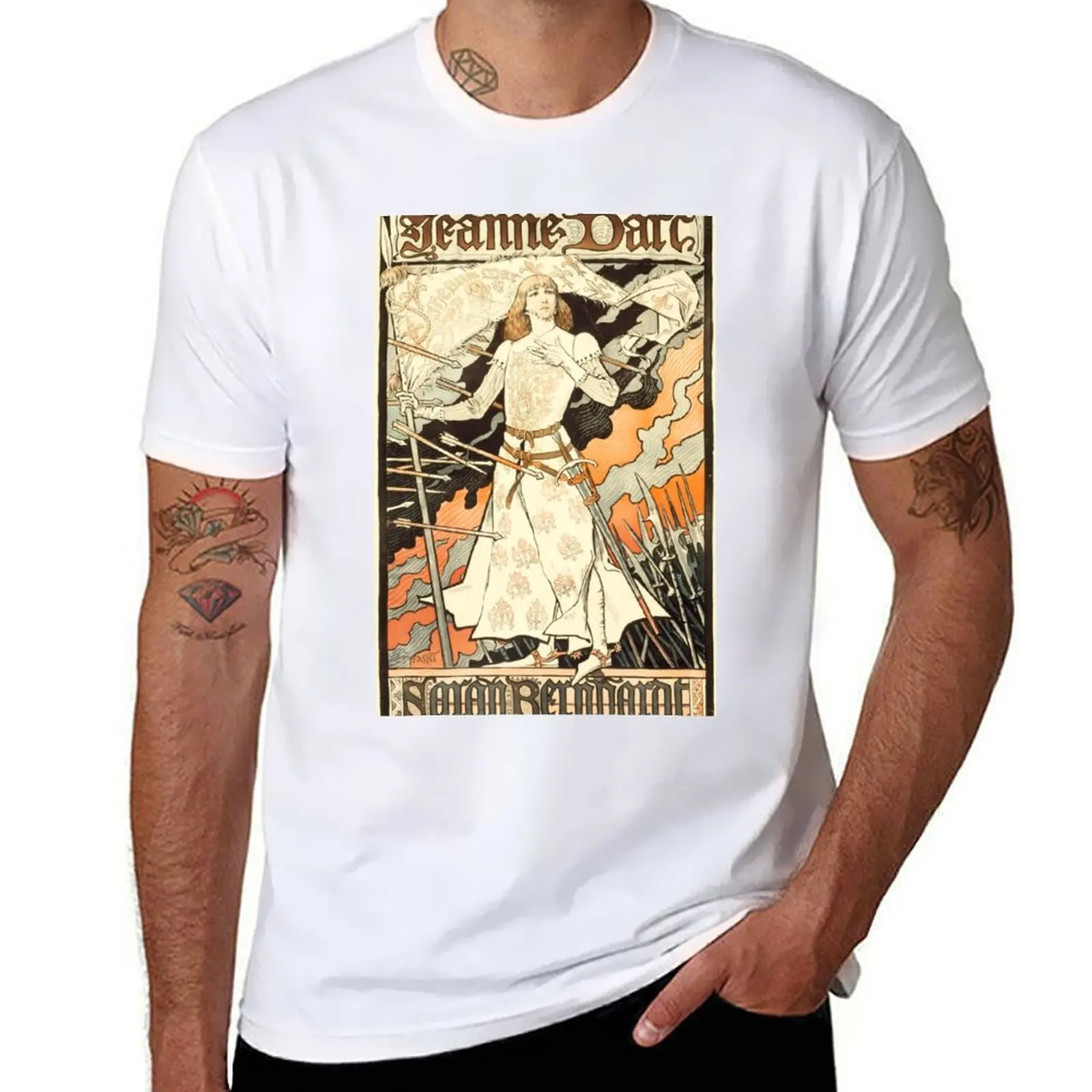 

Enhanced Sarah Bernhardt Joan of Arc Theatre Advertisement 1894 T-Shirt t shirts for man cotton funny T-Shirt