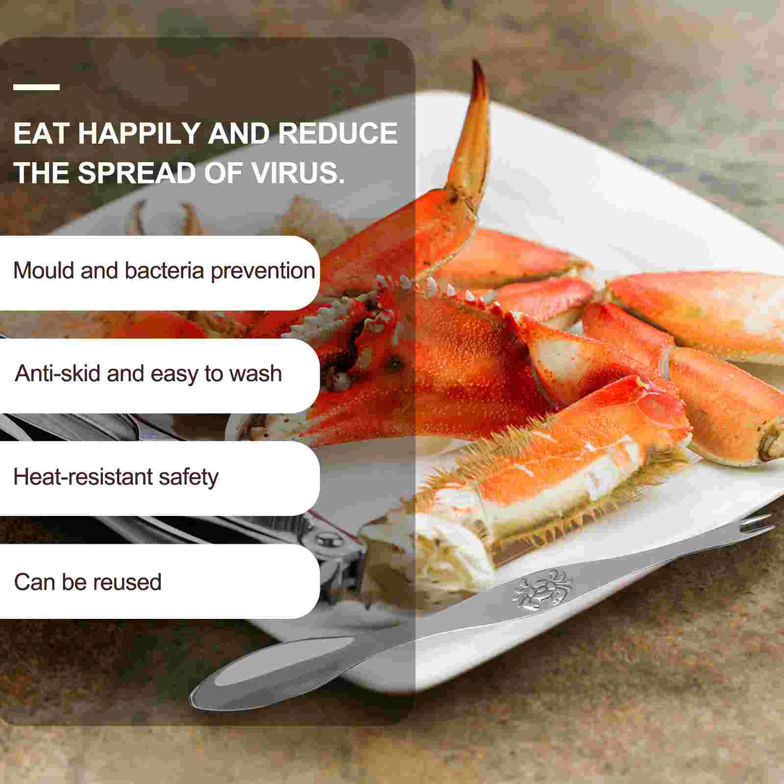 5 Pcs Stainless Steel Crab Fork Eating Gadget Seafood Peeling Tool Nutcracker Tools Hairy