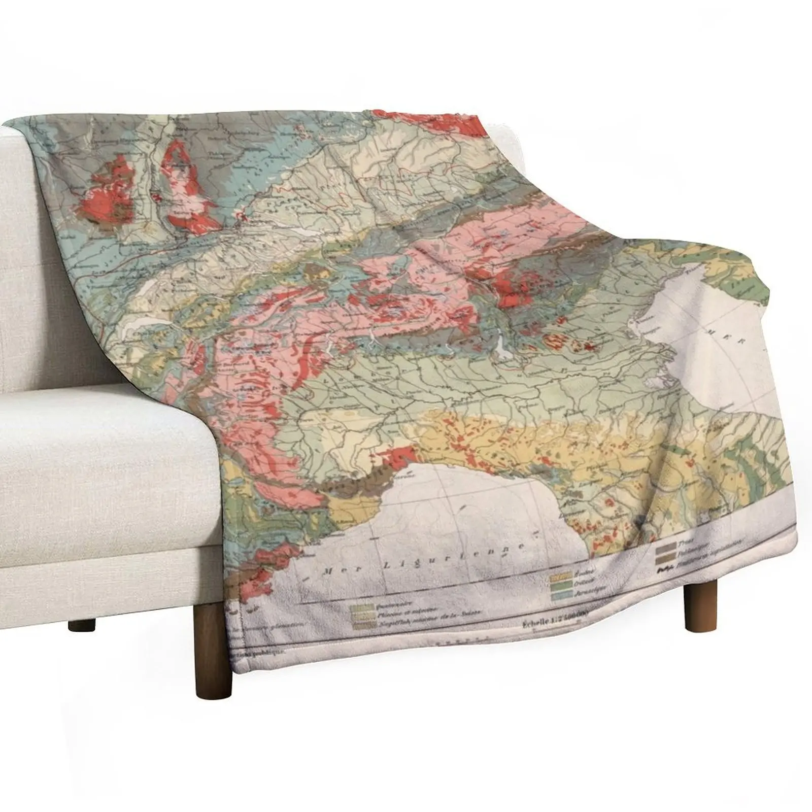 Vintage Alps Geology Map (1921) Vintage Swiss Mountain Range Geologic Atlas Throw Blanket Comforter Blankets
