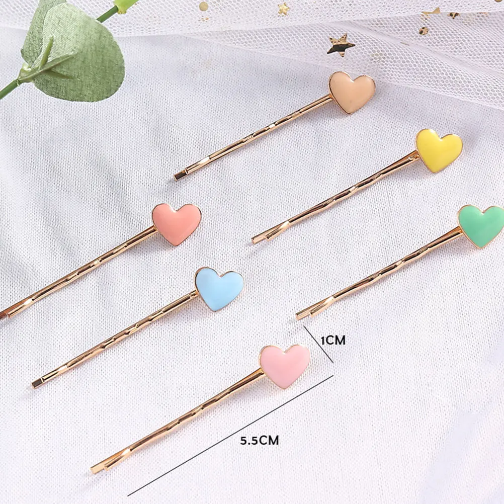 

6Pcs Heart Bobby Pin Alloy Hair Clip Stylish Hairpin Side Barrette Party Accessories for Women Heart Hair Clip