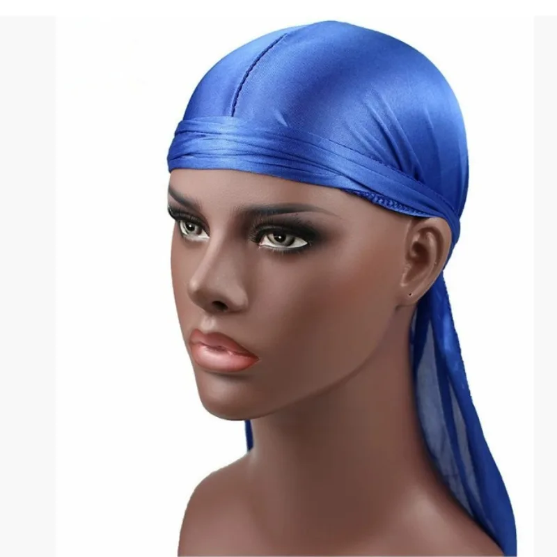 

New silk Durag Bandana Turban Hat Men Breathable Long Tail Doo Rag for men Durags Pirate Hat Headband