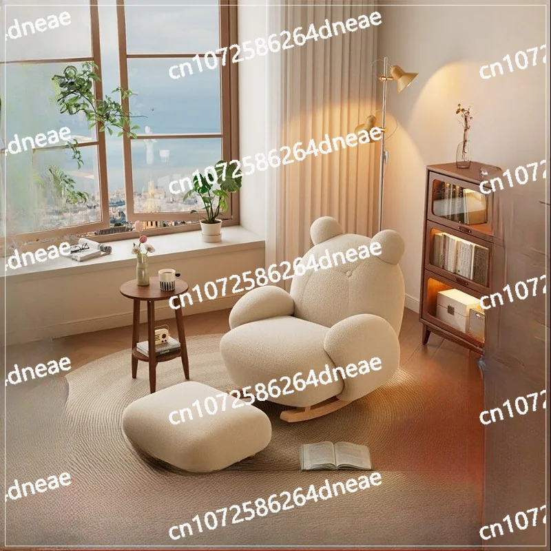 

Winter wood rocking chair lazy sofa single balcony casual cream wind recliner living room designer sofa rocking chair