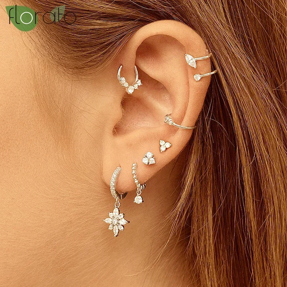 925 Sterling Silver Needle Elegant White Zircon Crystal Earrings Vintage Tassel Hoop Earrings for Women Luxury Wedding Jewelry