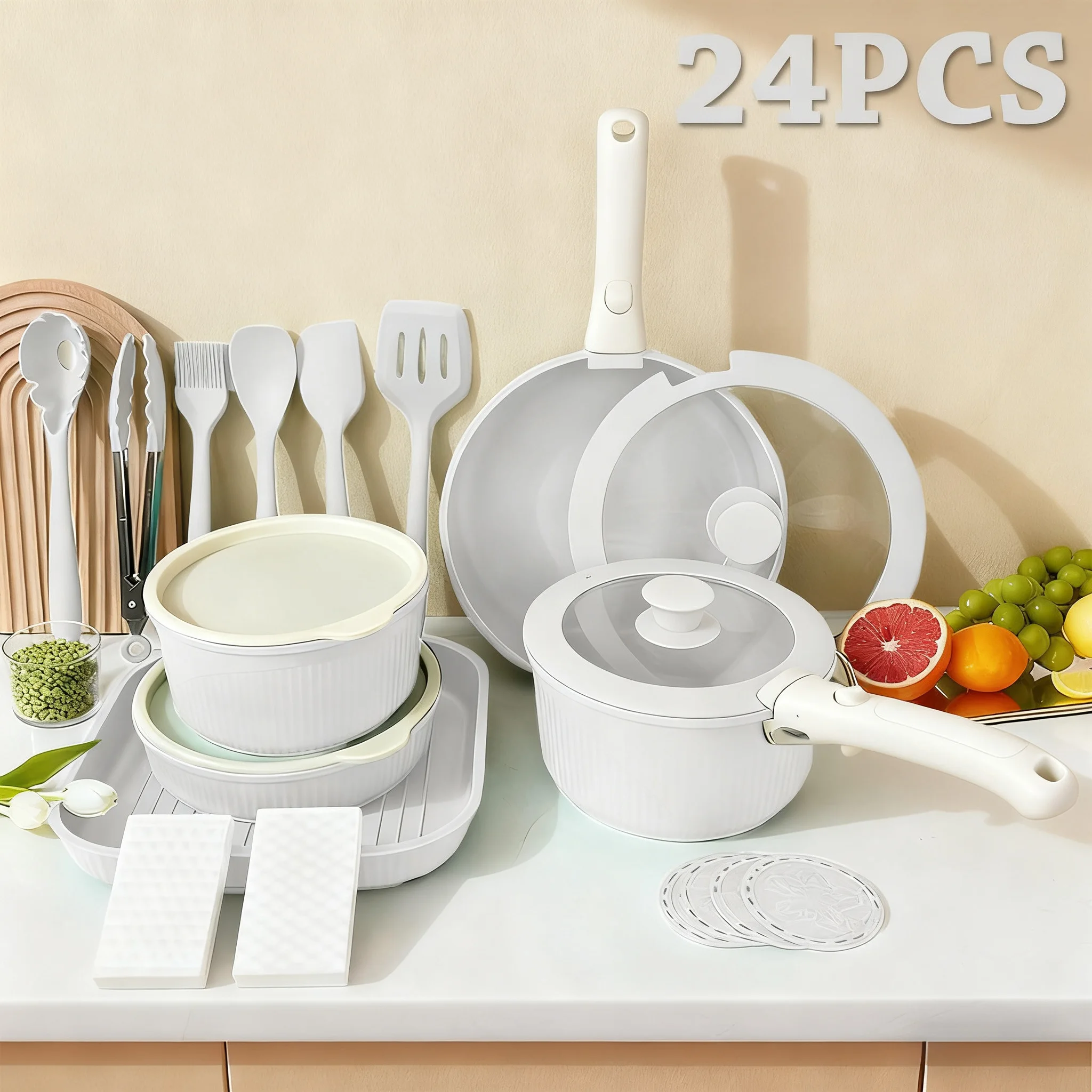 

Pots and Pans Set, Nonstick Cookware Set Detachable Handle, Induction Kitchen Cookware Sets , RV Cookware Set, Oven Safe