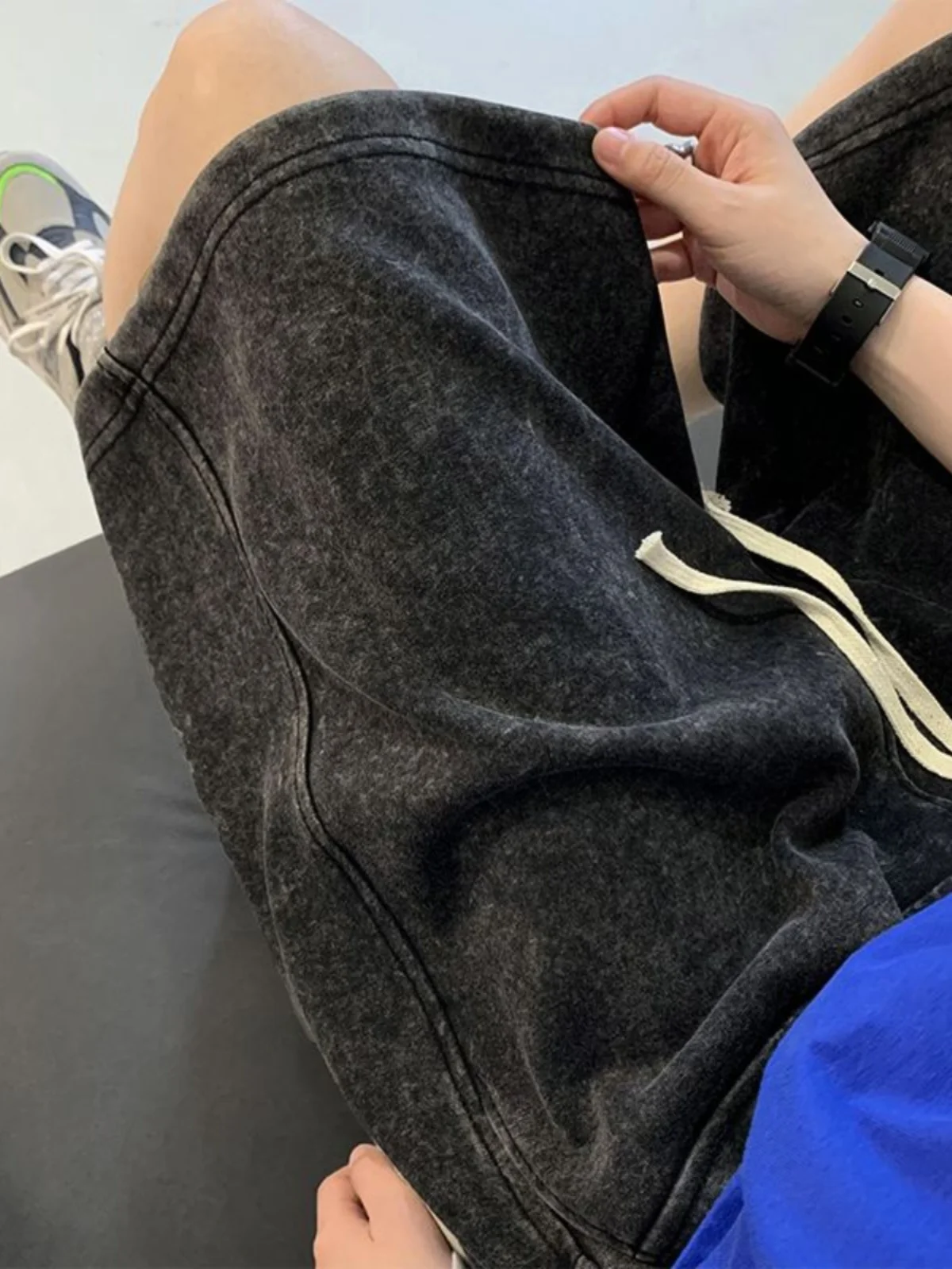 

Heavyweight 300 Pou Waed Vintage orts ex 2024 Summer New American Retro Casual Mid-Pants Trendy Loose Wide Leg Pan...