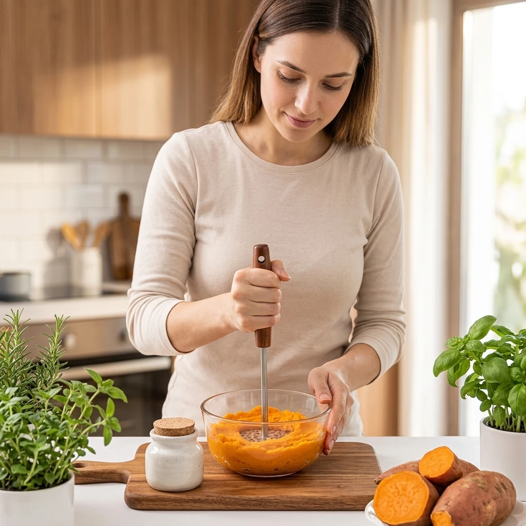 Baby Food With Sweet Potato - Prensa manual para puré de patatas