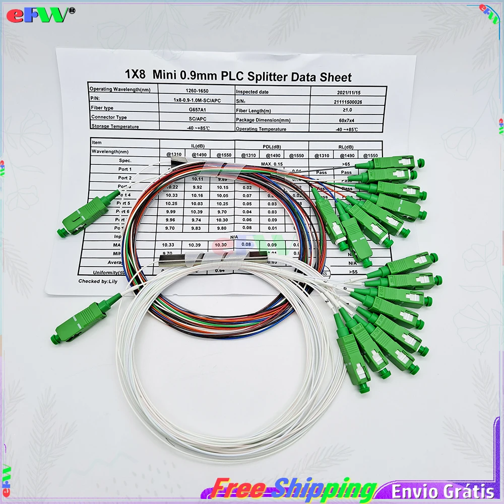 Imagem -05 - Divisor de Fibra Óptica Ftth Ftth 18 Ftth Ftth Ftth 1x8 Mini 09 mm sc Apc 10 Unid. Set