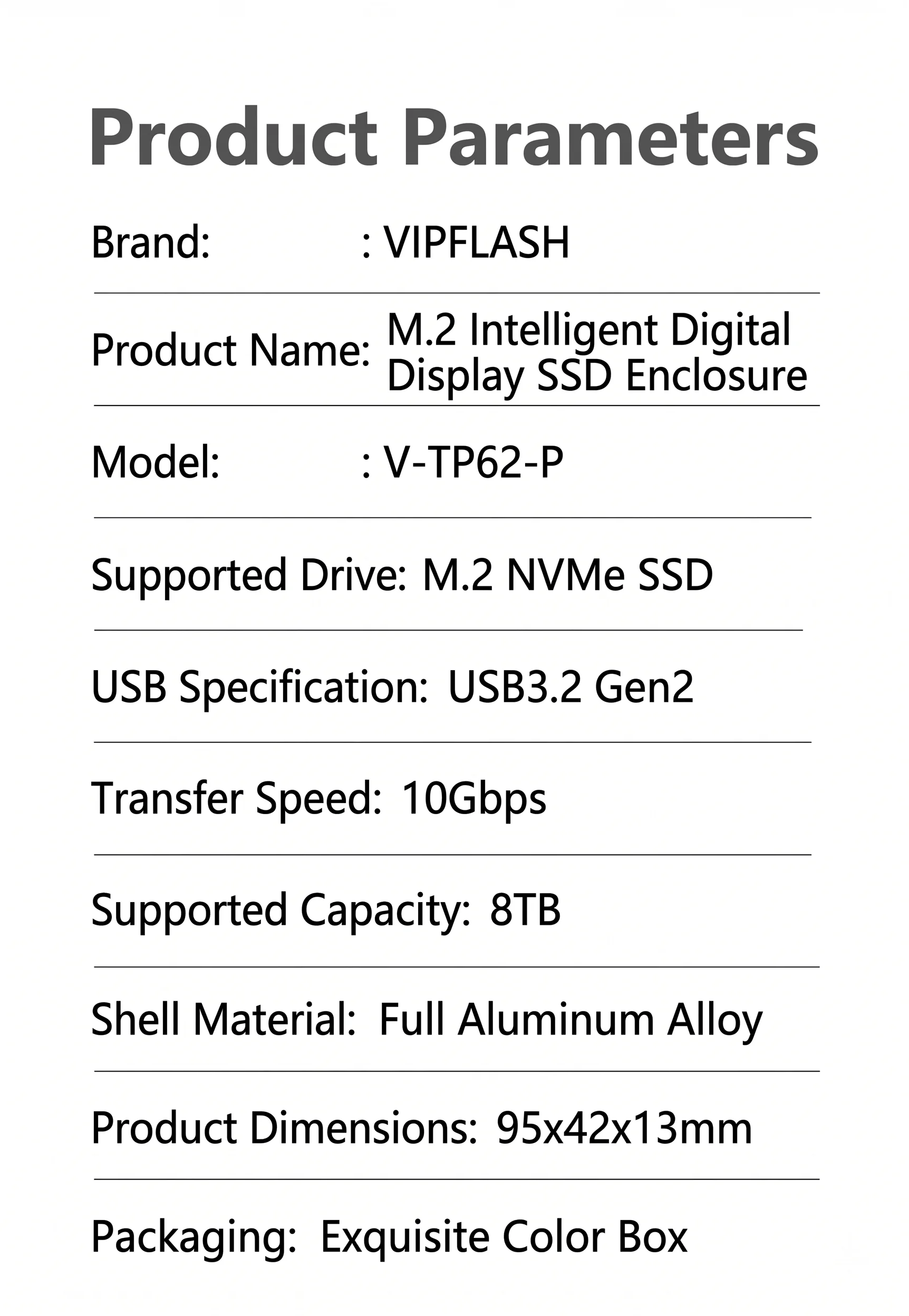 M.2 NVMe SSD-Gehäuse 10Gbps USB-C 3.2 Gen2 Externes Gehäuse Unterstützt M- und B&M-Schlüssel 2280 SSD Aluminiumgehäuse UASP für NVMe – Detail 12