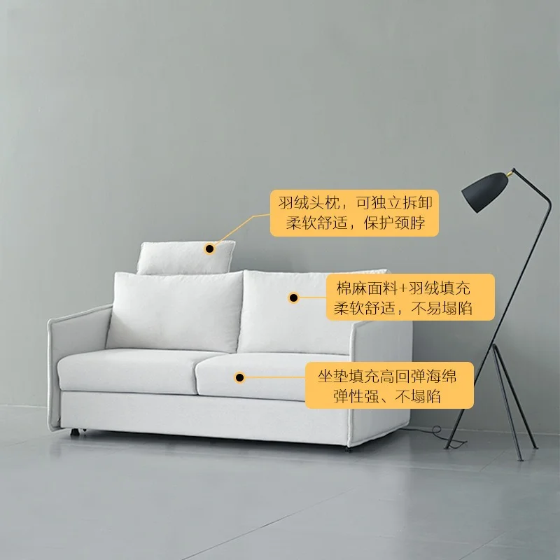 French Cream Premium Sofa Bed Folding Dual-purpose Retractable Single and Double Sofa Bed Small Apartment Living