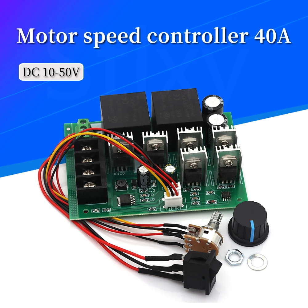 DC 10-50V 40A Motor Speed Controller PWM Motor 12V/24V/36V/48V Inverted Switch CW CCW Reversible Pulse Driver 10V-50V