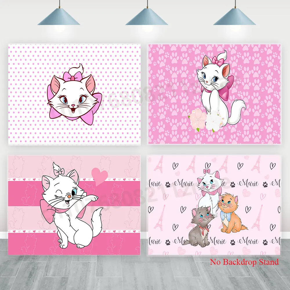 

Cartoon Marie Cat Theme Backdrop Pink Poster Girls Princess Birthday Party Decorations Banner Baby Shower Backgrounds Supplies