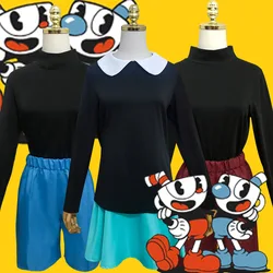 Ms Chalice Cosplay Anime The Cuphead Show Cospaly Costume Children Adult Kids Outfits Black Top Girl Dress JK Skirt Halloween