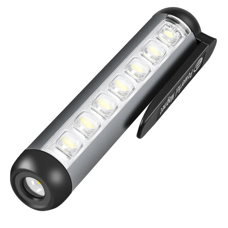 USB Charging COB Pen Flashlight, Magnetic Base & Clip Design, Lightweight EDC Pocket Work Light for Camping Inspection