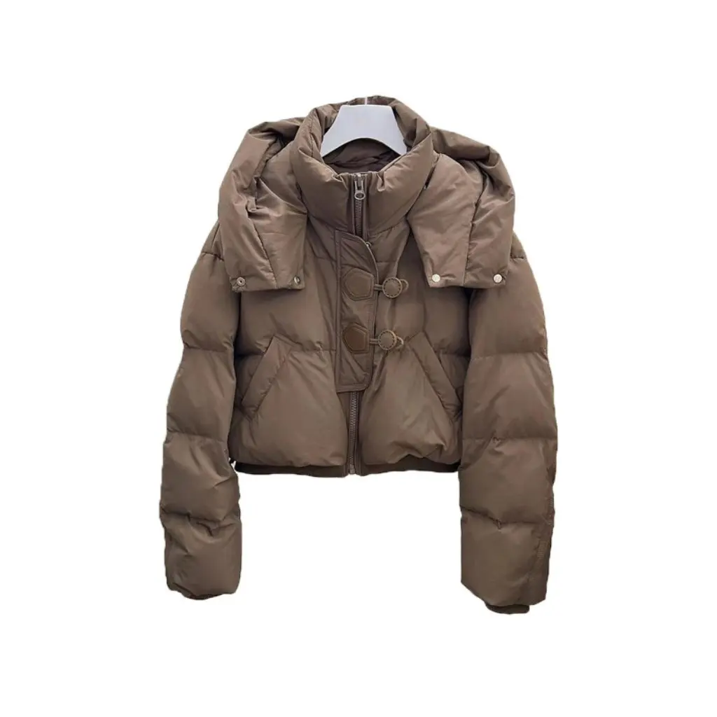 

Women's Hooded Short Cotton Jacket Stand Collar Warm Loose Winter Clothes Sweet Cute Ladylike Style Casual Outerwear