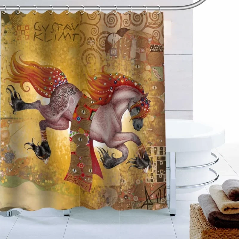 Custom Gustav Klimt Art Shower Curtain Waterproof Fabric Bath Curtain 180X180cm Polyester Fabric Bathroom Curtain