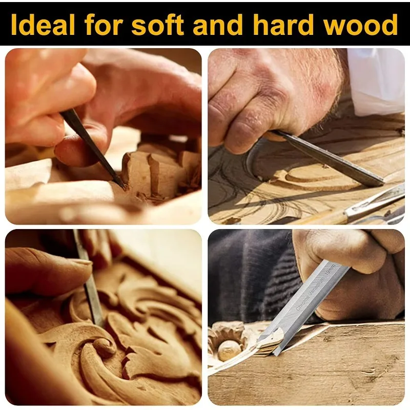 Topkwaliteit 5-delige professionele chroom-vanadiumstaal schokabsorberende grip timmerman houtbewerking houtsnijwerk beitelset