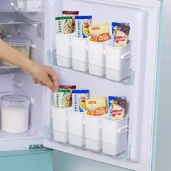 1Pairs White Refrigerator Food Classification Storage Box Household Freezer Side Door Kitchen Refrigerator Food Preservation Box