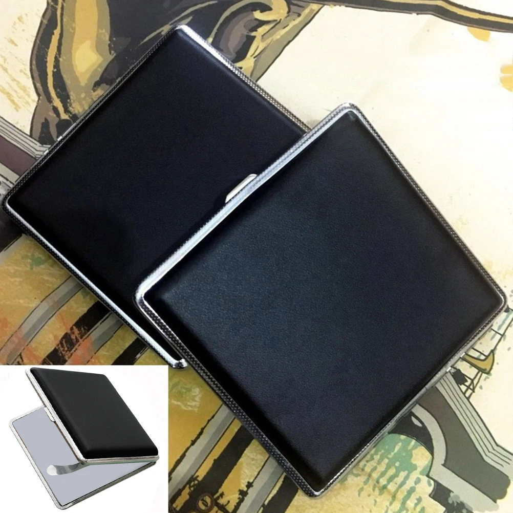 

Cigarette Box Holder 20 Cigarettes Metal PU Case Dustproof Durable Storage Protective Cover Compact Design Fits Regular