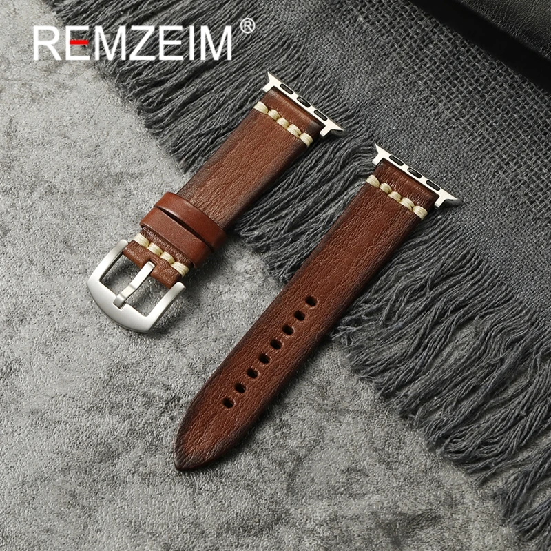 

Vegetable Tanned Leather Smartwatch Band for Apple Watch 49/46/45/44/42/41/40/38mm Ultra 2 SE for Iwatch 1-10 SE Watch Strap