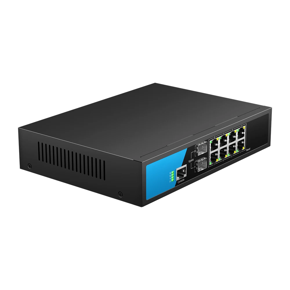 10-портовый гигабитный управляемый коммутатор Bullscom |   8 портов RJ45 + 2 порта SFP |   10ГМ-С2-АП |   Усовершенствованное управление сетевым