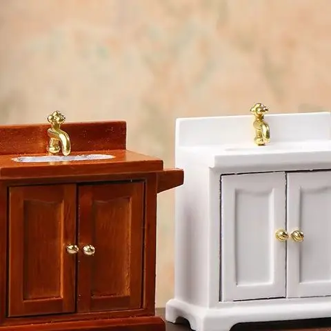

1/12 Dollhouse Simulation Washing Basin Cabinet Dollhouse Bathroom Sink Furniture Decoration Toy Micro Scene Construction Prop