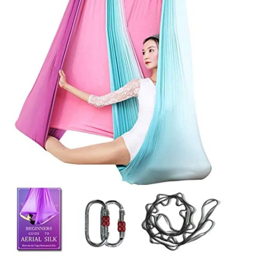 

Гамак для воздушной йоги длиной 5 м, шелковый, с нагрузкой до 907 кг, черный, для воздушного пилатеса и йоги, в комплекте с аксессуарами.