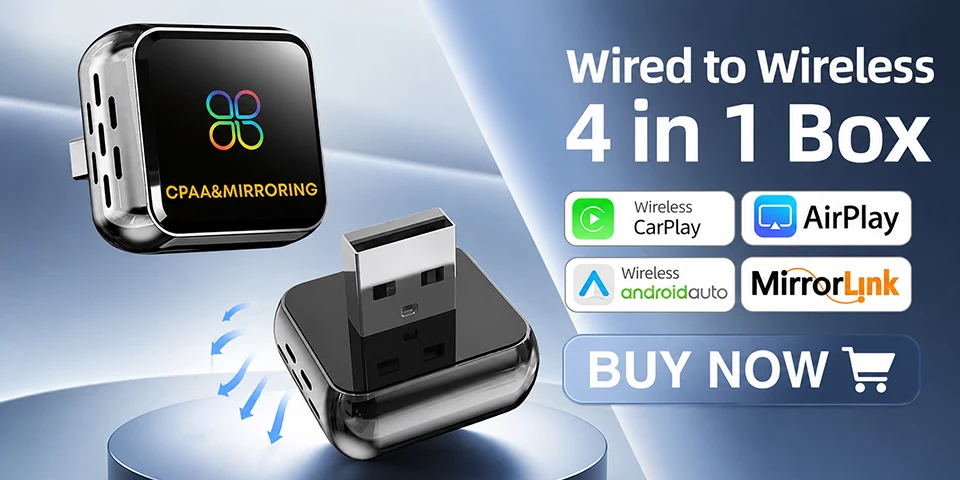 2-in-1 kabelloses CarPlay- und Android-Auto-System, neuer intelligenter Adapter, einfache Plug-and-Play-Installation, stabile Bluetooth- und WLAN-Verbindung, OTA-Software-Updates, passend für 99 % aller Fahrzeuge. – Detail 1