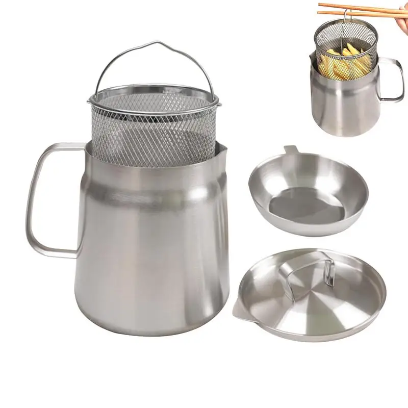 

Stainless Steel Oil Filter Pot Multifunctional Large Capacity Household Oil Filter Pot Strainer Tank Grease Container for Home