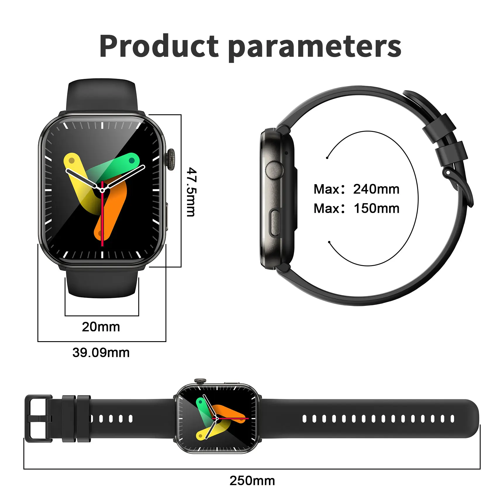 Новые умные часы Blackview R60 с Bluetooth для мужчин и женщин, 1,96-дюймовый AMOLED HD-экран, мониторинг здоровья кислорода в крови, фитнес-часы