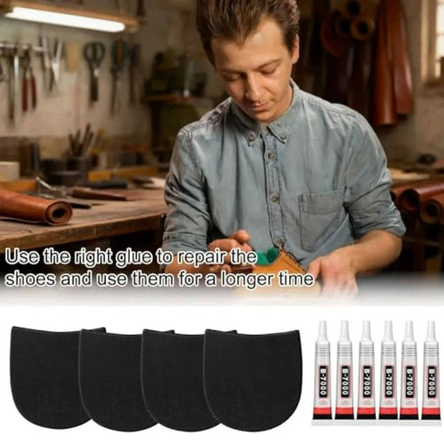 Large SizeRubber Shoe Heel Repair Pads, 4mm Thick, with Scissors, Sanding Tools and Glue, for Men's and Women's Boots, Formal S view 4