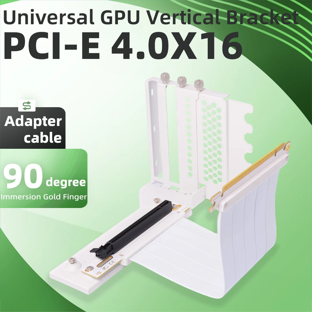 

Кабель-удлинитель ADT-Link PCIe 4.0 16x для видеокарты, белый, 90 градусов, с кронштейном, адаптер-райзер для серверов ИИ
