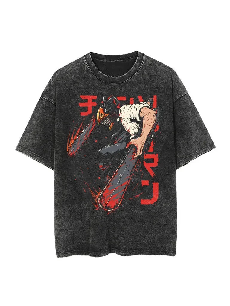 

Футболка унисекс Chainsaw Man Denji с аниме-принтом, летняя коллекция 2026, оверсайз, уличный стиль, хлопок, короткий рукав