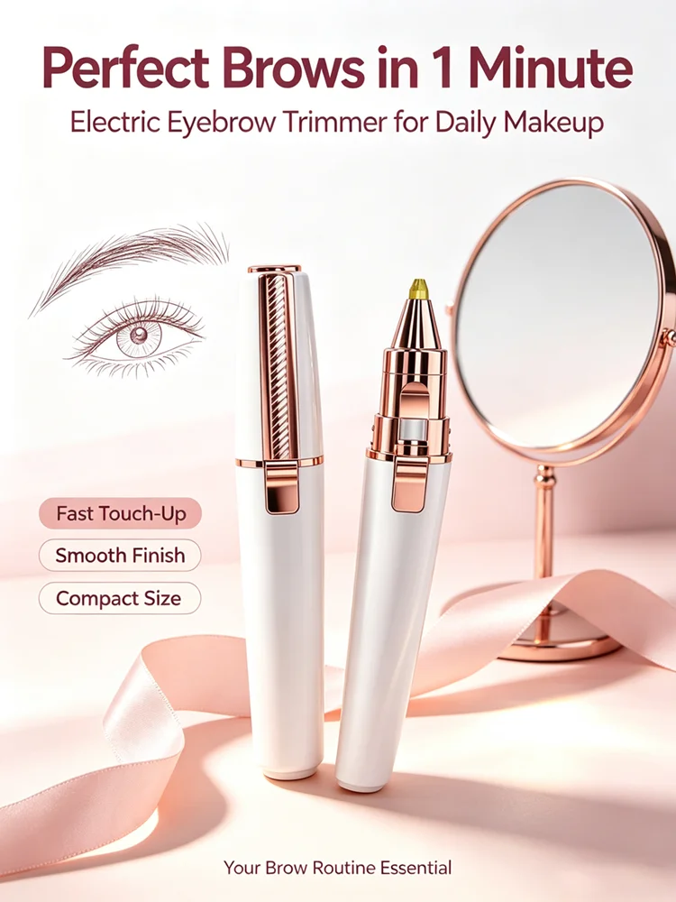 Eyebrow trimmer, 2-in-1 hair removal device, mini razor painless hair removal device (with built-in LED light)