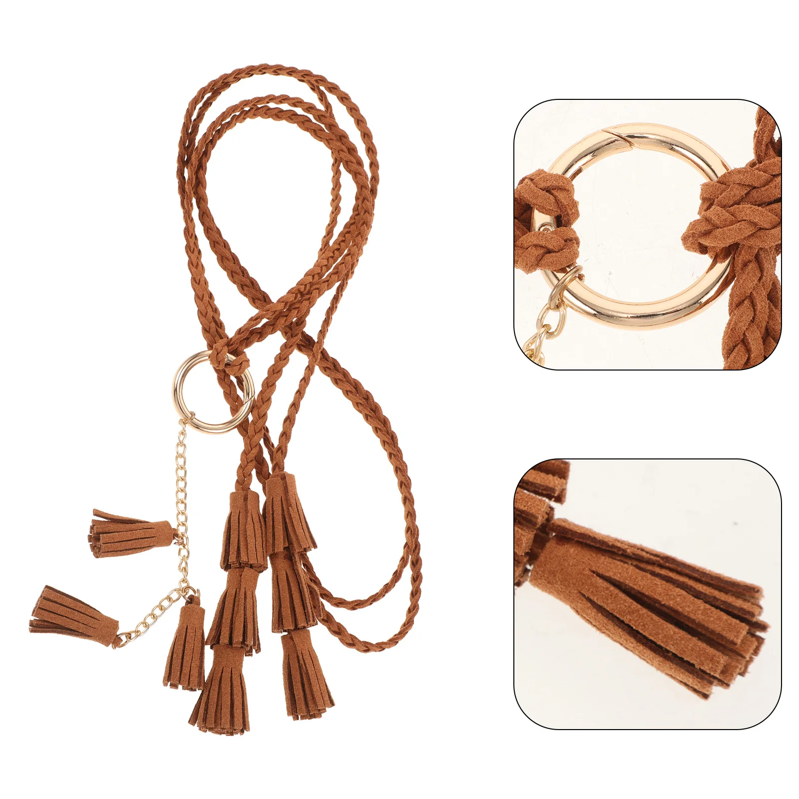 

Women Tassel Woven Braided Rope Belt Waist Tie Decorative Belt for Dress Rope Belts for Women Trendy Belts