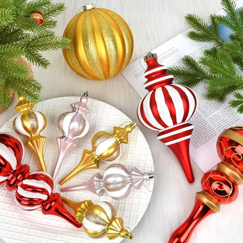 クリスマスデコレーション-手描きのひょうたん型オニオン型オーナメント-クリスマスツリー飾り付け用吊り下げ飾り