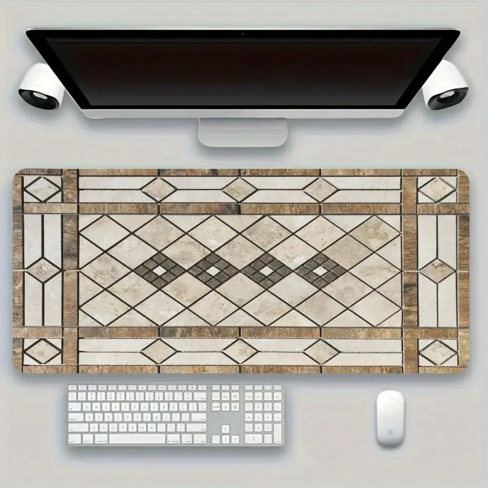 Playmat For Games Laptop Retro European Mandala Rhombus Grid Floor Tile Design Bedroom Learning Pad