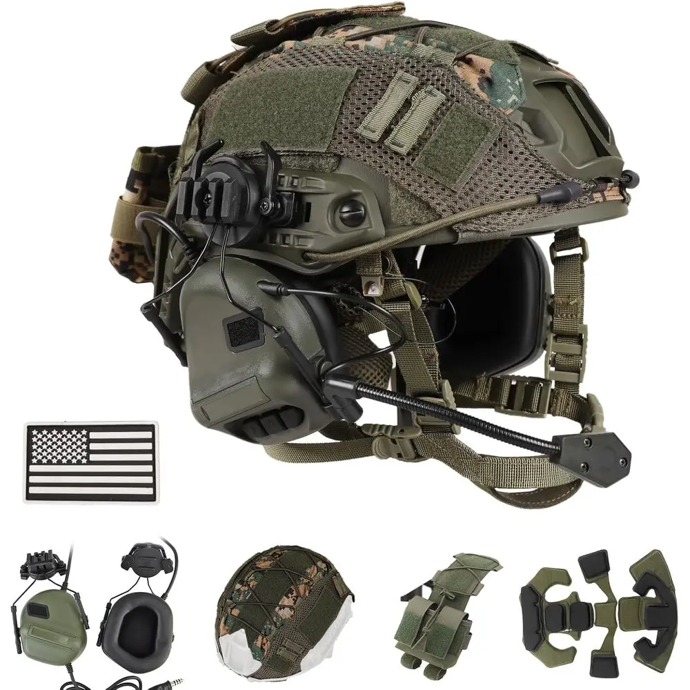 

Усовершенствованный регулируемый тактический шлем 4-в-1 с чехлом для военного использования или косплея