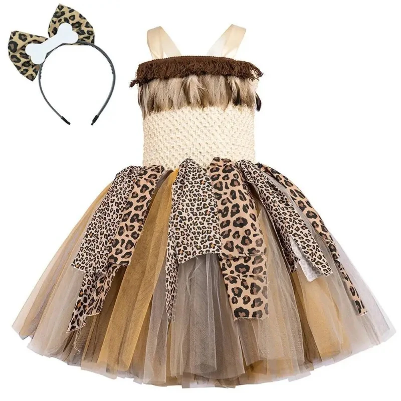 

Wild Man Fancy Dresses for Girls Carvegirl Carnival Party Outfit Indian Halloween Costumes for Kids Stage Performance Clothes