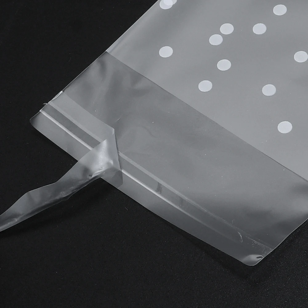 100pcs White Polka Dot Frosted Self-adhesive Bags Small Jewelry Packaging Bags Dustproof Sealed Freshness Candy Cookie Storage