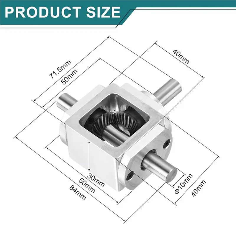 WORTHOWN-4X 90Degree Bevel 1:1 Forward Double Output Shaft 1 Module 20 Teeth Bevel Gear Aluminum Frame Simple DIY Module